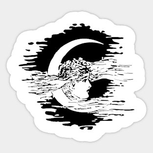 Girl in the Moon Sticker